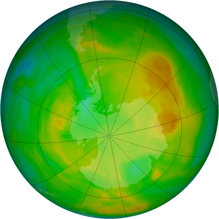 Antarctic ozone map for 05 December 1981